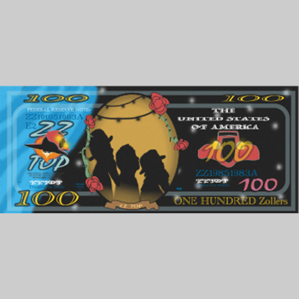ZZ Top 100 dollar bill